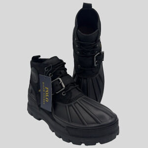 Polo Ralph Lauren Oslo Men’s 10 Black Leather Suede Duck Boots Waterproof Winter